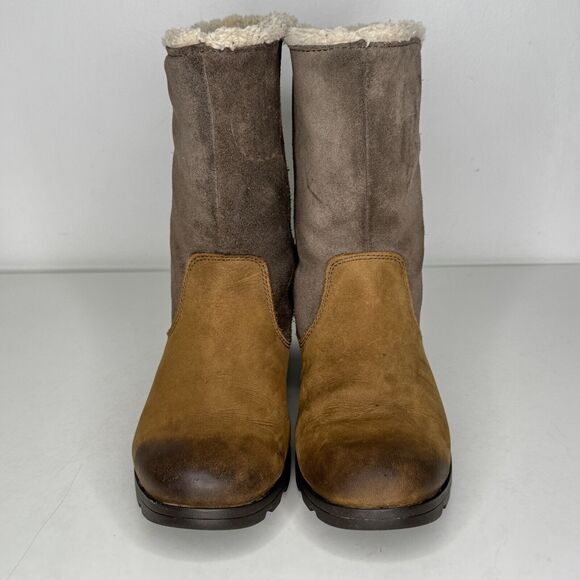 SOREL Boots Womens Sz 8 Tan Emelie Foldover Quarry Shear Lined Waterproof rustic - Picture 6 of 10